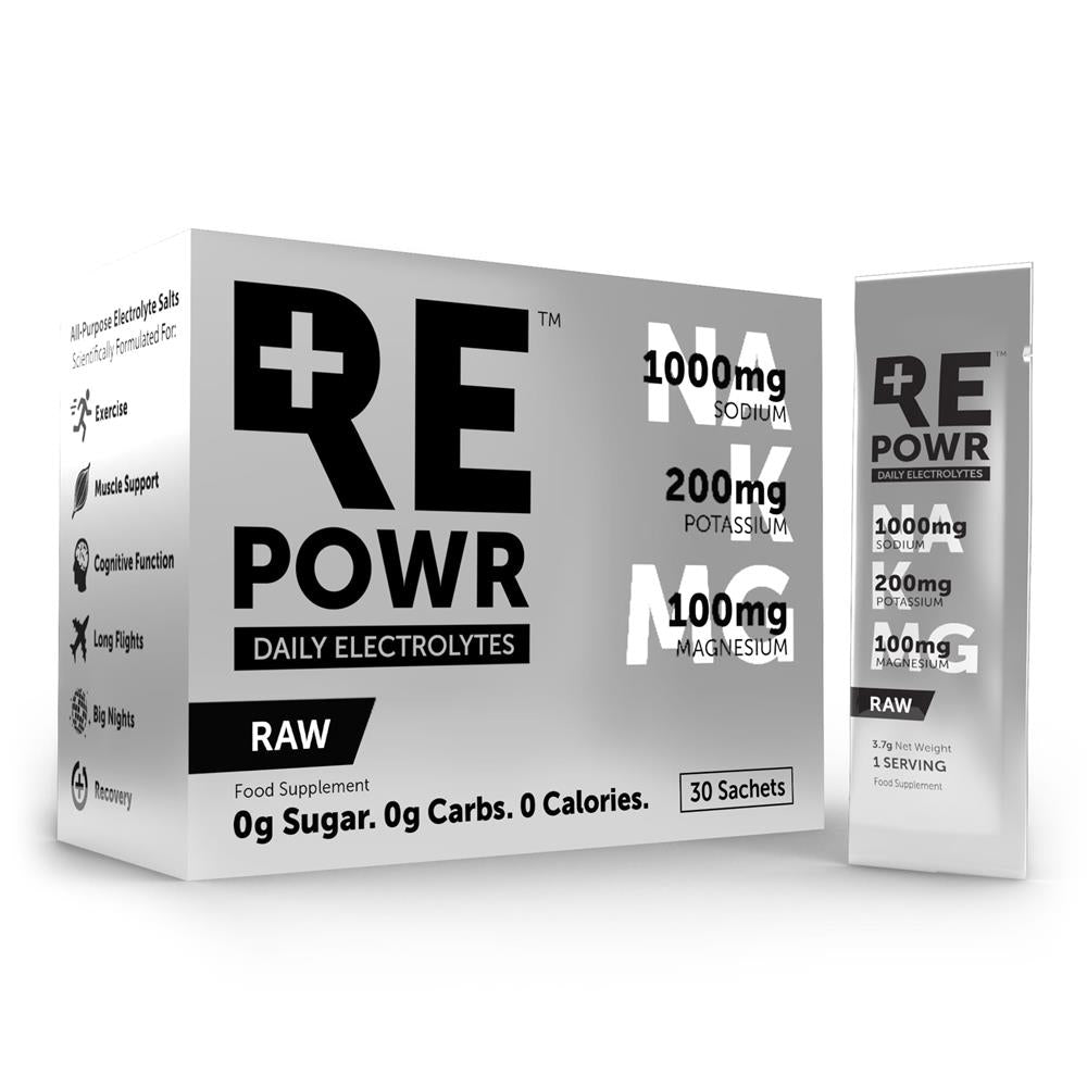 REPOWR Daily Electrolytes RAW 30 Sachets | Clean Electrolytes For Healthy People