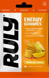 Ruly Tropical Energy Gummies 80mg Natural Caffeine Guarana B Vits. 42g