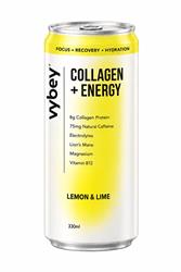 Vybey Sparkling lemon & lime collagen drink with caffeine - 330ml