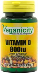 Veganicity Vitamin D 800iu 90 Vtabs of this essential all-round vitamin