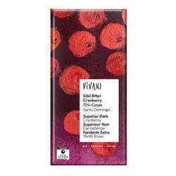 Vivani Dark Cranberry Chocolate 70% Vegan Organic 80g
