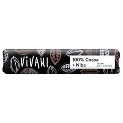 Vivani Dark 100+ Chocolate with Cocoa Nibs Vegan Organic 25g
