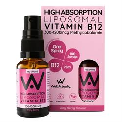Well Actually Vitamin B12 Methycobalamin (300 - 1200mcg) - Liposomal Spray