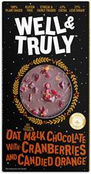 Well and Truly Cranberries and Candied Orange Oat M&lk Chocolate 90g