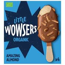 Wowsers Organic Little Amazing Almond Ice Cream Lolly Sticks 4x70ml