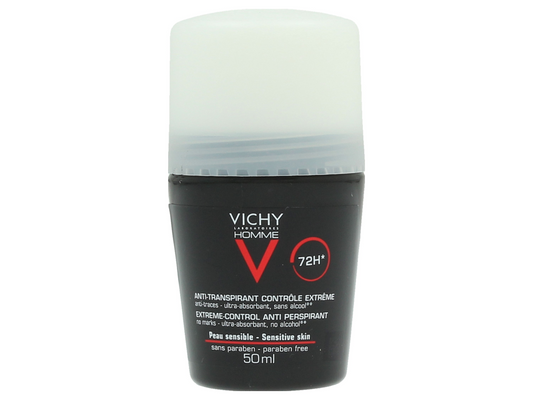 Vichy Homme Roll On Deodorant Sensitive Skin 72H 50 ml