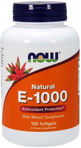 NOW Foods: Vitamin E-1000 - Natural (Mixed Tocopherols) - 100 softgels