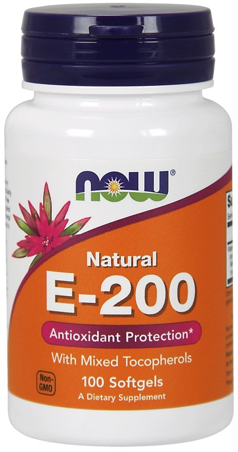 NOW Foods: Vitamin E-200 - Natural (Mixed Tocopherols) - 100 softgels