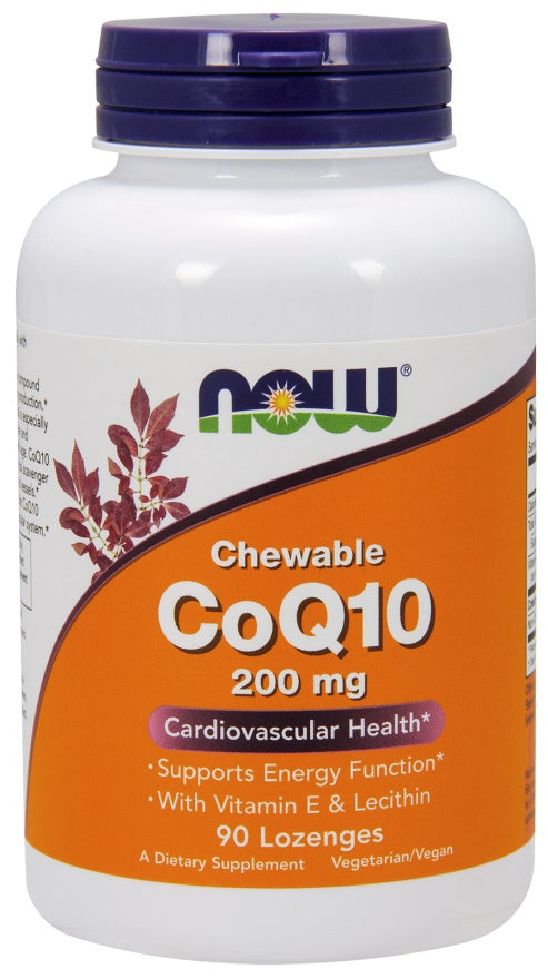 NOW Foods: CoQ10 with Lecithin & Vitamin E, 200mg (Chewable) - 90 lozenges