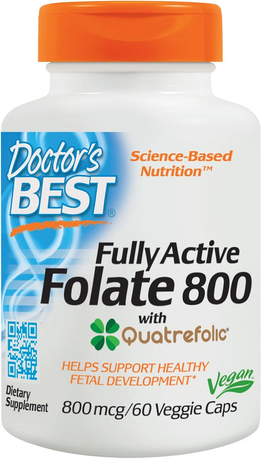 Doctor's Best: Fully Active Folate 800 with Quatrefolic, 800mcg - 60 vcaps