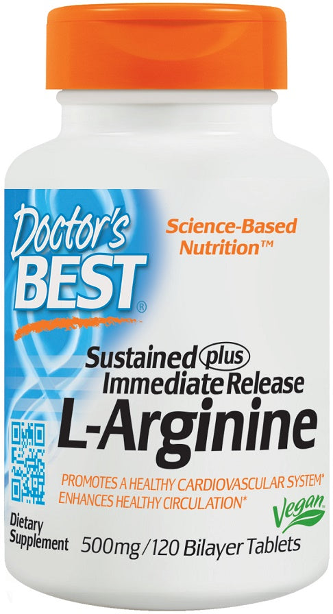 Doctor's Best: L-Arginine - Sustained + Immediate Release, 500mg - 120 tablets