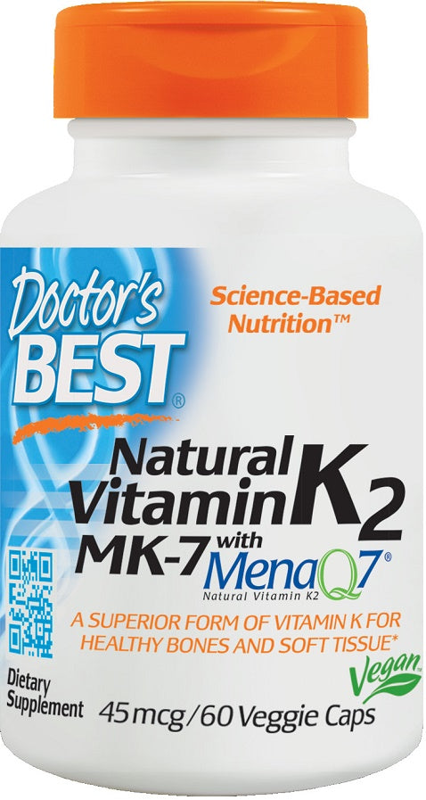 Doctor's Best: Natural Vitamin K2 MK7 with MenaQ7, 45mcg - 60 vcaps