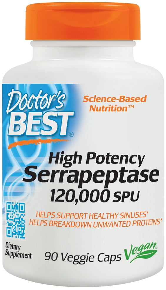 Doctor's Best: Serrapeptase, 120 000 SPU High Potency - 90 vcaps