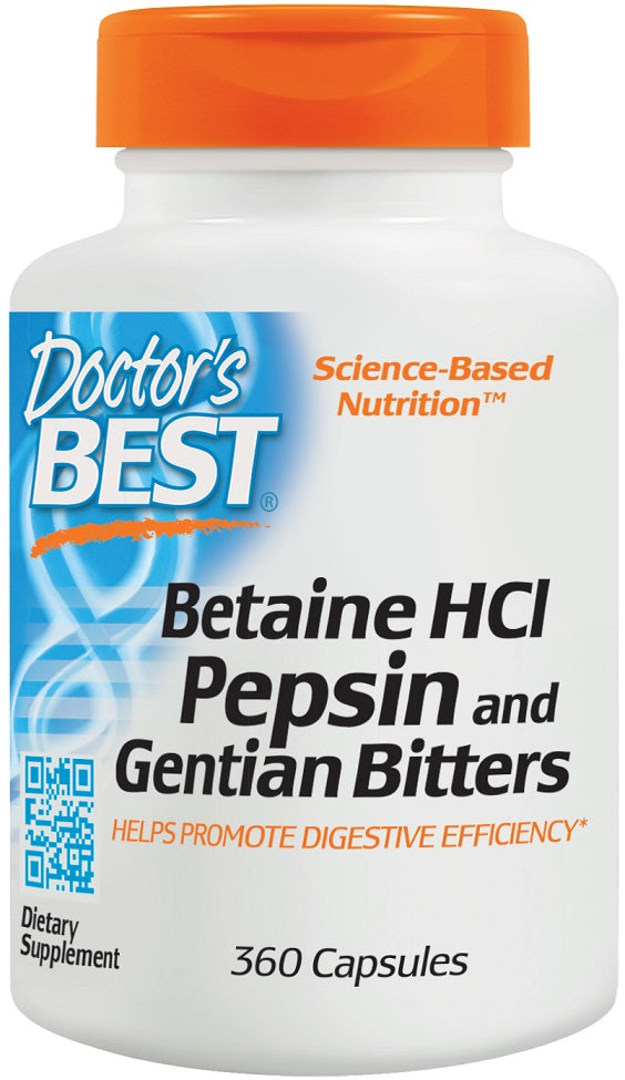 Doctor's Best: Betaine HCl Pepsin & Gentian Bitters - 360 caps