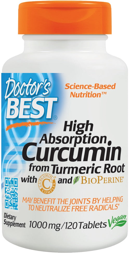 Doctor's Best: High Absorption Curcumin From Turmeric Root with C3 Complex & BioPerine, 1000mg - 120 tablets