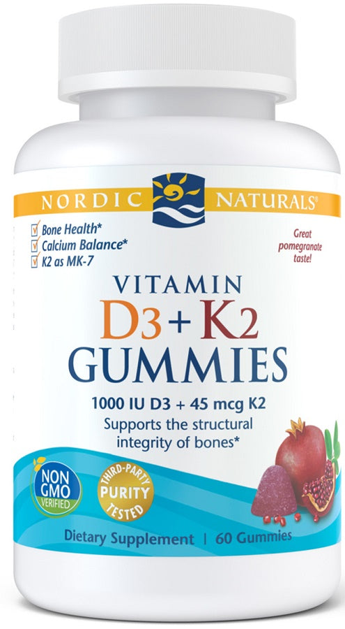 Nordic Naturals: Vitamin D3+K2 Gummies, Pomegranate - 60 gummies