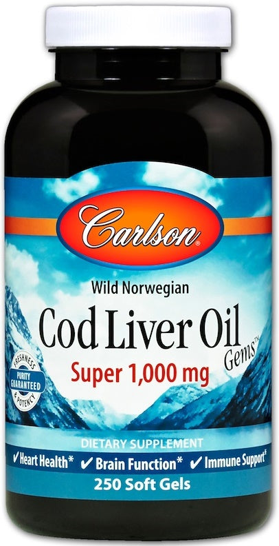 Carlson Labs: Wild Norwegian Cod Liver Oil Gems, 1000mg - 250 softgels