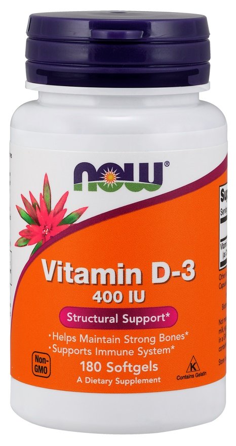 NOW Foods: Vitamin D-3, 400 IU - 180 softgels