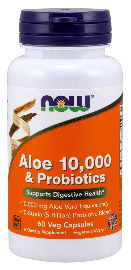 NOW Foods: Aloe 10,000 & Probiotics - 60 vcaps