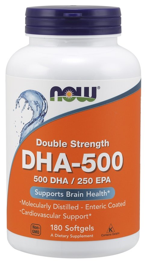 NOW Foods: DHA-500, 500 DHA / 250 EPA - 180 softgels