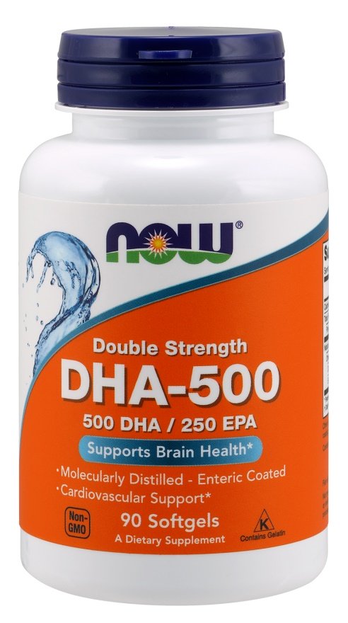 NOW Foods: DHA-500, 500 DHA / 250 EPA - 90 softgels