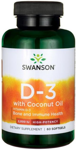 Swanson: Vitamin D-3 with Coconut Oil, 2000 IU - 60 softgels