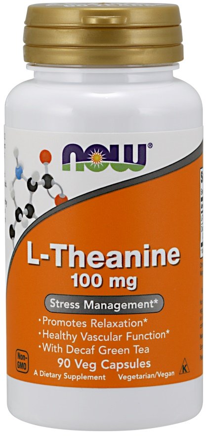 NOW Foods: L-Theanine with Decaf Green Tea, 100mg - 90 vcaps