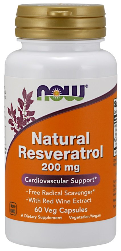 NOW Foods: Natural Resveratrol with Red Wine Extract, 200mg - 60 vcaps