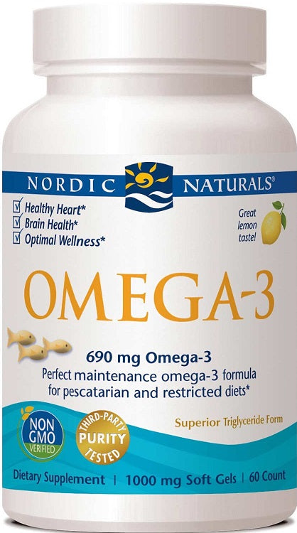 Nordic Naturals: Omega-3, 690mg Lemon (Fish Gelatin) - 60 softgels