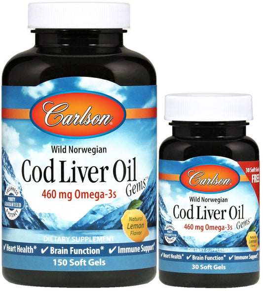 Carlson Labs: Wild Norwegian Cod Liver Oil Gems, 460mg - 150 + 30 softgels