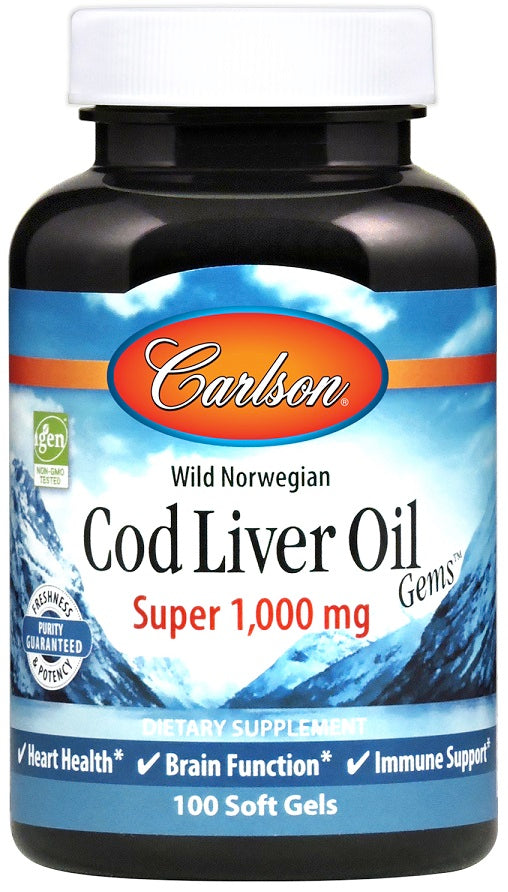 Carlson Labs: Wild Norwegian Cod Liver Oil Gems, 1000mg - 100 softgels