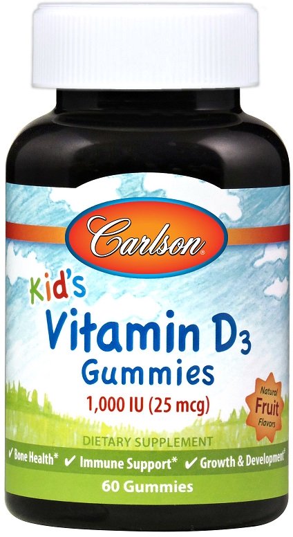 Carlson Labs: Kid's Vitamin D3 Gummies, 1000 IU Natural Fruit - 60 gummies