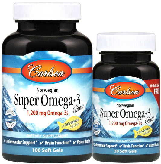 Carlson Labs: Norwegian Super Omega-3 Gems, 1200mg - 100 + 30 softgels