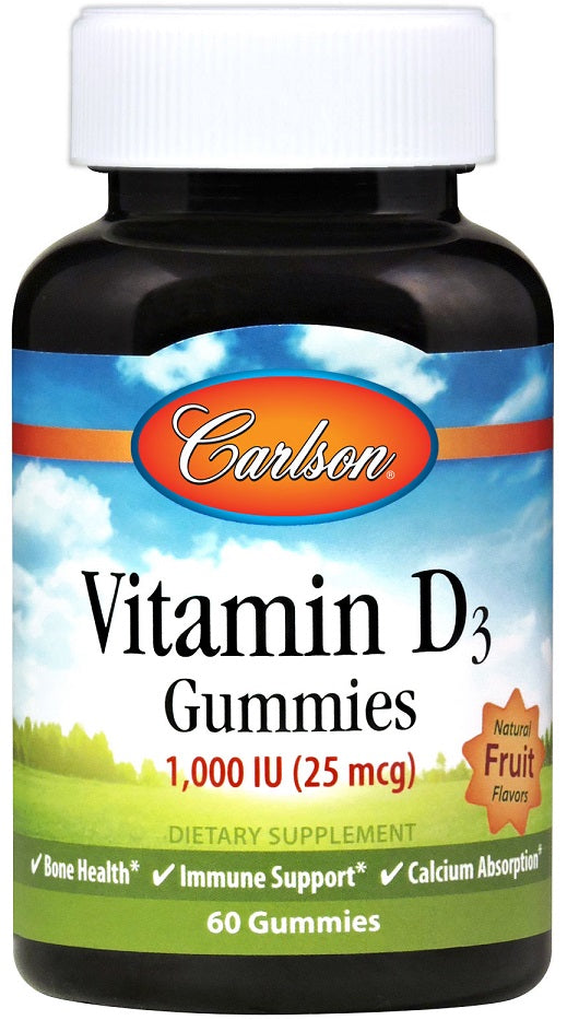 Carlson Labs: Vitamin D3 Gummies, 1000 IU Natural Fruit - 60 gummies