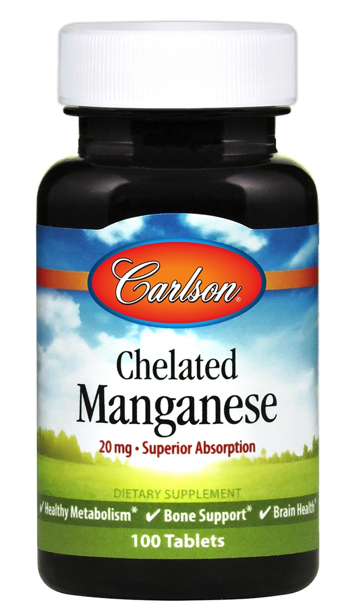 Carlson Labs: Chelated Manganese, 20mg - 100 tablets