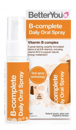 BetterYou: B-complete Daily Oral Spray, Natural Peach, Plum & Raspberry - 25 ml.