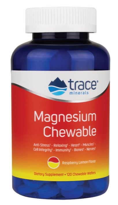 Trace Minerals: Magnesium Chewable, Raspberry Lemon - 30 chewable wafers