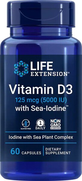 Life Extension: Vitamin D3 with Sea-Iodine, 5000IU - 60 caps