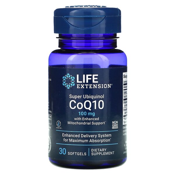 Life Extension: Super Ubiquinol CoQ10 with Enhanced Mitochondrial Support, 100mg - 30 softgels