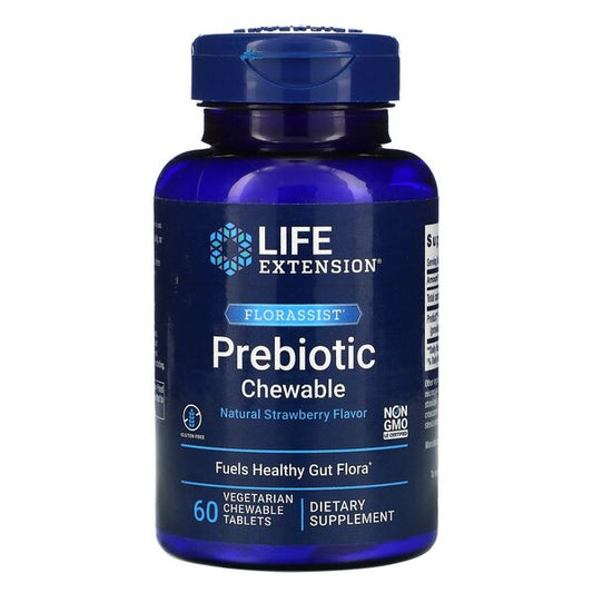 Life Extension: Florassist Prebiotic Chewable, Natural Strawberry - 60 vegetarian chewable tabs