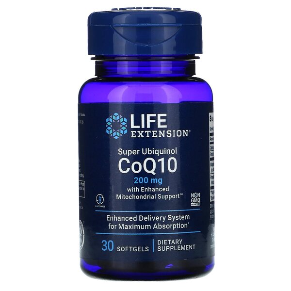 Life Extension: Super Ubiquinol CoQ10 with Enhanced Mitochondrial Support, 200mg - 30 softgels