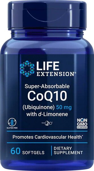 Life Extension: Super-Absorbable CoQ10 (Ubiquinone) with d-Limonene, 100mg - 60 softgels