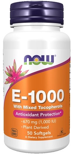 NOW Foods: Vitamin E-1000 - Natural (Mixed Tocopherols) - 50 softgels