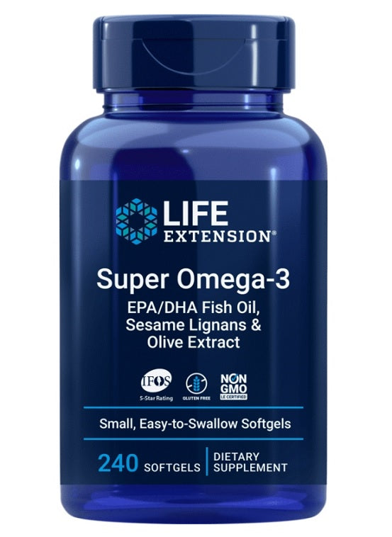 Life Extension: Super Omega-3 EPA/DHA with Sesame Lignans & Olive Extract - 240 softgels