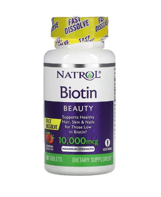 Natrol: Biotin Fast Dissolve, 10000mcg (Strawberry) - 60 tabs