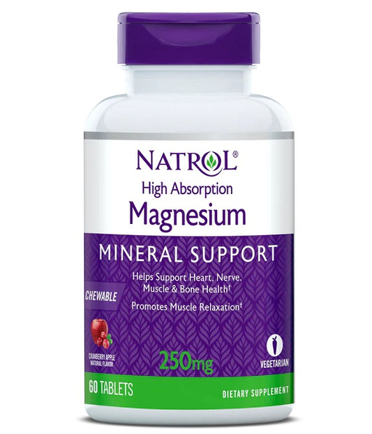 Natrol: High Absorption Magnesium, 250mg (Cranberry Apple) - 60 chewable tabs