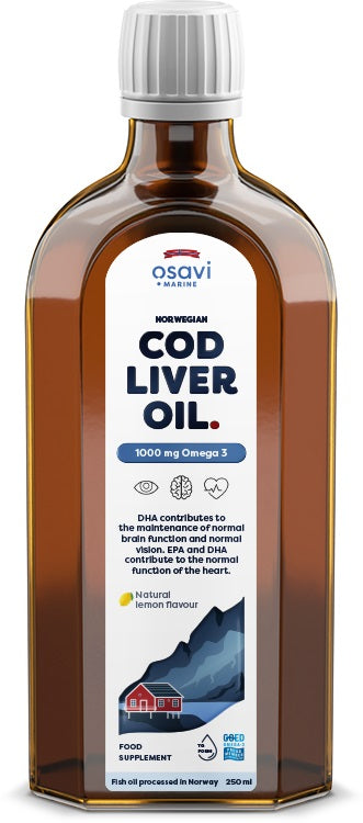 Osavi: Norwegian Cod Liver Oil, 1000mg Omega 3 (Lemon) - 250 ml.