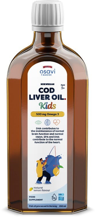 Osavi: Norwegian Cod Liver Oil Kids, 500mg Omega 3 (Lemon) - 250 ml.