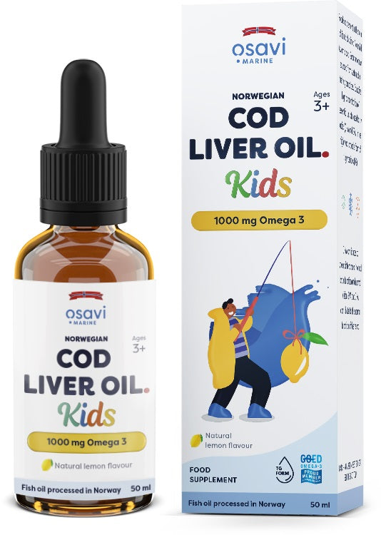 Osavi: Norwegian Cod Liver Oil Kids, 1000mg Omega 3 (Lemon) - 50 ml.