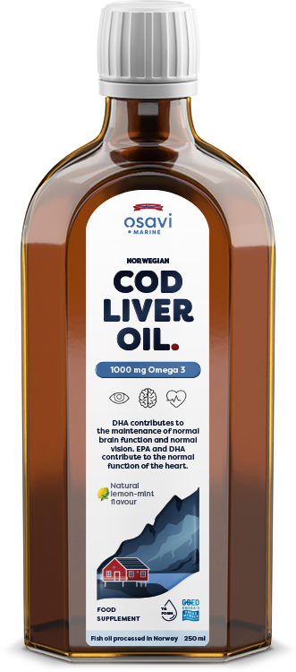 Osavi: Norwegian Cod Liver Oil, 1000mg Omega 3 (Lemon-Mint) - 250 ml.